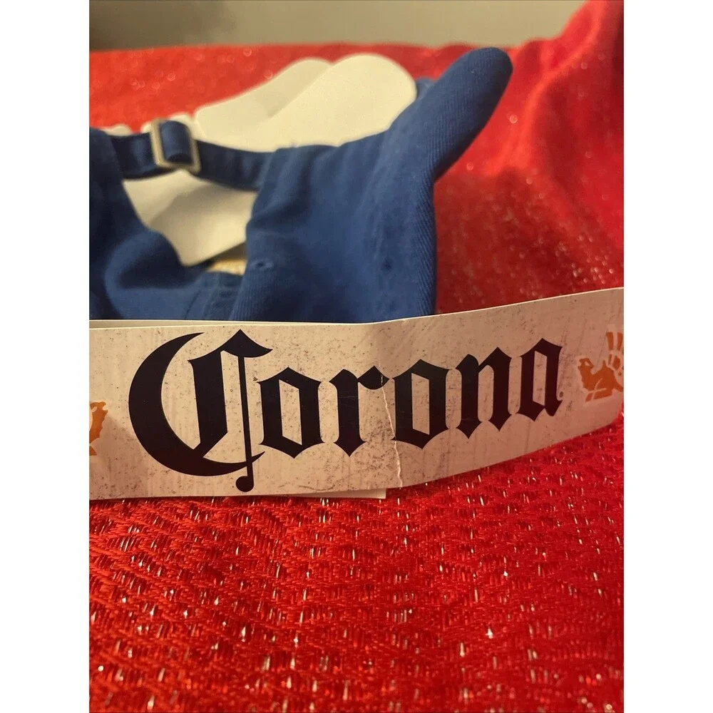 Corona Extra Beer Hat Cap Strap Back Adjustable One Size Blue Embroidered